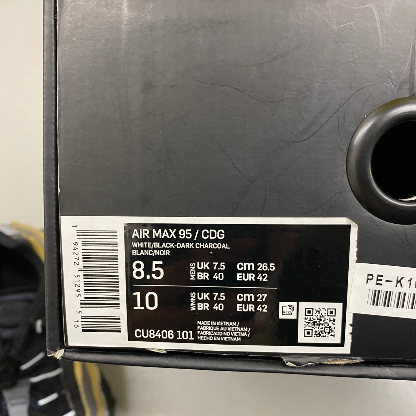 Comme Des Garcons x Nike Air Max 95 Black Grey UK7.5